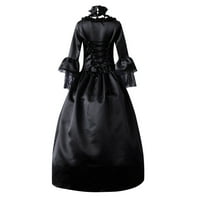 Рокли готическа рокля Ренесансова рокля за жени винтидж дантелени рокли рокли Black-e xx-голям