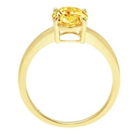 2.0 КТ овално изрязан жълт естествен цитрин 14к жълто злато юбилей годежен пръстен размер 6.75