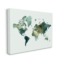 Ступел Зелен Тонизирана Световната Карта Пътуване И Места Живопис Галерия Увити Платно Печат Стена Изкуство