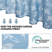 Деконово модерен дизайн водоустойчива плат завеса за баня за баня, 72В 78Л, цвете-синьо