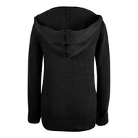 Cuoff дамски модни жилетри пуловери за жени ежедневни топли разхлабени бутон качулка плетене джъмпер дълги върхове блуза пуловер черен