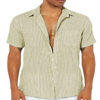 Abtel мъже блуза къси ръкави летни ризи удобни върхове мъжки хлабава ваканционна тениска khaki l