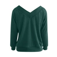 Huaai жени пуловер пуловер Женски есен Нови ежедневни разхлабени плътни цветове пуловер пуловери пуловери за жени зелени m