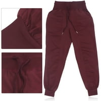 Demonsen Basic Jogger Pants Polyester Loose Casual Coodled Foot Running Fitness Pants Winered, Jogger Pants, Swetpants