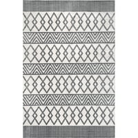 нулум Джена ивична геометрична зона килим, 5 '8', Светло сиво