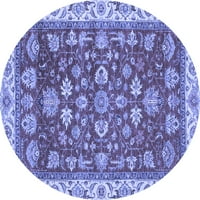 Ahgly Company Machine Pashable Indoor Round Oriental Blue Traditional Area Cugs, 4 'Round