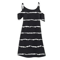 Дамска мода лятна мини рокля ежедневни Принт издълбана плажна рокля Черно л