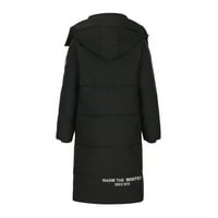 Зимни палта за жени Sawvnm Женски зимен корейски ежедневен удебелен студено доказателство модна дължина на коляното памучно палто на качулка върху клирънс черно xl