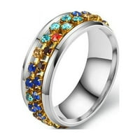 Draggmepartty Turnable пръстен за жени от неръждаема стомана кристален цирконов пръстен