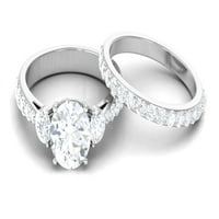 4. CT кръгла форма сертифициран сватбен пръстен на Moissanite за дами в злато, 14K бяло злато, САЩ 3.00