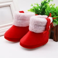Maxcozy бебета момичета Bow Tie Winter Boots Toddler Prewalker Обувки Първи пешеходци Топли снежни обувки Бур Червено 6- месеца