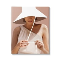 Ступел индустрии топло лято Портрет жена бяла шапка картини Галерия-увити платно печат стена изкуство, 30х40