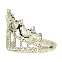 Стерлинг сребро CZ Princess Tiara Crown Ring Size 5