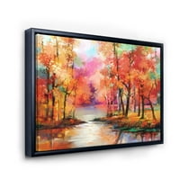 Дизайнарт Езерото През Есента От Цветни Есенни Дървета Модерна Рамка Платно Стена Арт Принт