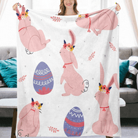 Пролетен великденски фланелен одеяло с калъф за възглавница за офис, легло, диван удобен и топло фоново хвърляне на одеяло цветни яйца Цвете хвърля одеяло за деца и възрастни