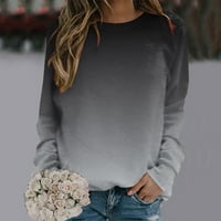 LiSeTool Womens Tops дамски моден градиент за печат с качулка суичър с дълъг ръкав пуловер суичър Essentials качулки за качулки за жени черно