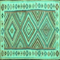 Ahgly Company Indoor Rectangle Southwestern Turquoise Blue Country Country Rugs, 8 '12'