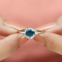 Лондон синьо топаз пасианс пръстен за жени - декември роден камък, 14k бяло злато, САЩ 6.00