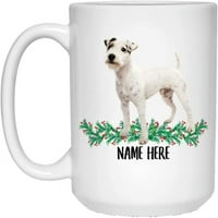Забавни персонализирани текстови подаръци Parson Jack Russell Terrier Black Spotted Custom Name Коледни подаръци Бяла кафе чаша бяло 15oz