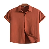 Niuer Mens Blouse Button Down Summer Rishes Lapel Neck Tops Небрежна тениска с къс ръкав светлокафяв L