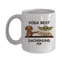 Yoda Best Dachshunds Papa - Новост чаши за подаръци за любители на кучета - Колеги подарък за рожден ден, годишнина, Валентин, специален повод, татковци, майки, семейство, Коледа - 11oz забавна чаша за кафе