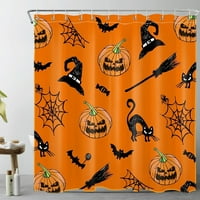 Хелоуин карикатура душ завеса призрачен тиква и смешно Прилеп паяжина на Оранжев душ завеса за баня ужас черна котка Полиестерен плат баня завеса с куки