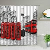 Лондон Бен Бен душ завеса европейски стил червен трамвай телефонна зала пейзаж стар вестник баня на баня баня кутии за завеса за баня