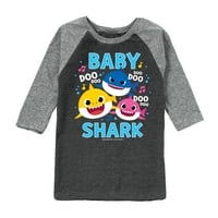 Бебешка акула - Бебешка акула семейство Doo Doo Doo - малко дете и младежки графична тениска Raglan