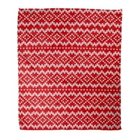 Фланелен хвърляне на одеяло Nordic плетен пуловер Геометрично плетене Зимно червен цвят джъмпер мек за диван и диван