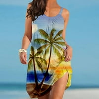 Manxivoo плажна рокля жени лятна ежедневна модна плажна ваканция плажна печат рокля летни рокли женски ежедневни рокли жълти