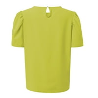 B91XZ летни ризи за жени модерни дамски гънки сгъваеми елементи от печат от печат от печат от печат от печат отпечатана тениска от небрежни тънки ризи тройници плюс размер върхове жълти, m