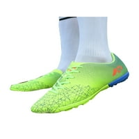 Tenmi Възрастни спортни маратонки кръгли пръсти футболни обувки Ниски топ футболни чистила дантела атлетична обувка трева устойчива леко флуоресцентно зелено 7