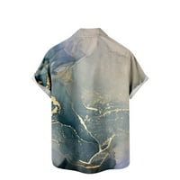 Leesechin се занимава с ризи за мъже Небрежни бутони Мражда печат с джобни дрехи с къс ръкав блуза на просвет