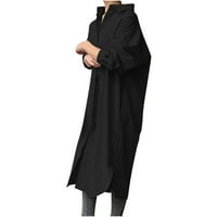 Рокли на Symoid Midi за жени- модна яка завой разхлабена дълга ръкав твърд рокля от среден телесен рокля с дълга рокля черна s