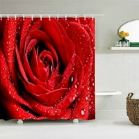 Розови романтични червени устни любов роза печатни плат душ завеси баня екран Свети Валентин Водоустойчив баня декор с куки