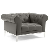 Modway Idyll Tufted тапициран кожен диван и кресло в сиво