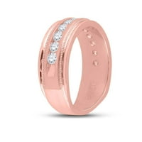 10k розово злато кръг диамант сватба с един ред лента пръстен cttw