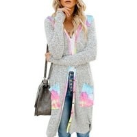Модерни женски ивици щампа леопардови пачуъркови копчета плетени жилетка палто палта яке за жени върхове многоцветни xxl