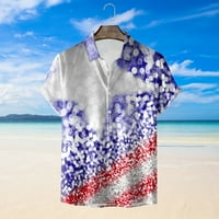 Блудни ризи ръкав мъже лято пролет отпечатан моден флаг късо плаж ежедневни топ мъже ризи ризи