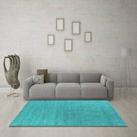 Ahgly Company Indoor Rectangle Oriental Turquoise Blue Industrial Area Rugs, 3 '5'