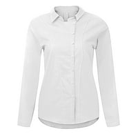 Dqueduo женски върхове модни жени памучно бельо ежедневни солидни бутони с дълги ръкави тениска блуза върхове плюс върхове с размер за жени на клирънс