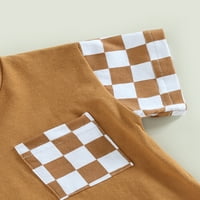 Ciycuit 0-3t малко дете бебешки дрехи летни тоалетисти карирани печат с къс ръкав тениска върхове на дрезгави къси панталони