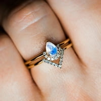 Модна изискана капка с диамантен цирконов пръстен за годежен пръстен за жени