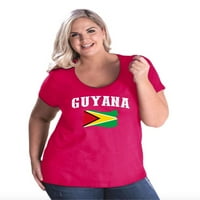 - Жените Плюс размер кривата тениска-Гвиана флаг