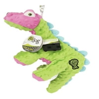Godog Dinos Spike Plush Chew Guard Dog Toy със скърцане, зелено и розово
