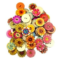 Смесени цветове Дървени копчета дупки Декоративен кръгъл бутон за „Направи си сам“