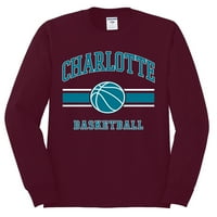 Див Боби град на Шарлот баскетбол фентъзи фен спортни мъжки риза с дълъг ръкав, кестенява, Средна
