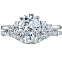 овален годежен пръстен КТ моасанит сватбен пръстен булчински комплект в Стерлингово Сребро
