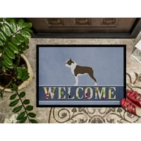 Carolines Treasures BB5548JMAT Boston Terrier Добре дошли на вратата за врата, вътрешен килим или на открито посрещна дорма 24h x