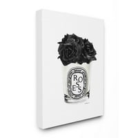 Ступел индустрии моден дизайнер роза цвете стъкло черен акварел платно стена изкуство от Аманда Грийнууд